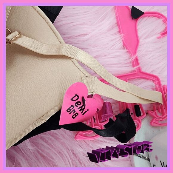 💖 NWT Betsey Johnson 3 Pck Unlined Bra 38C Black Pink Beige Chic #7226 💖 - Picture 3 of 7